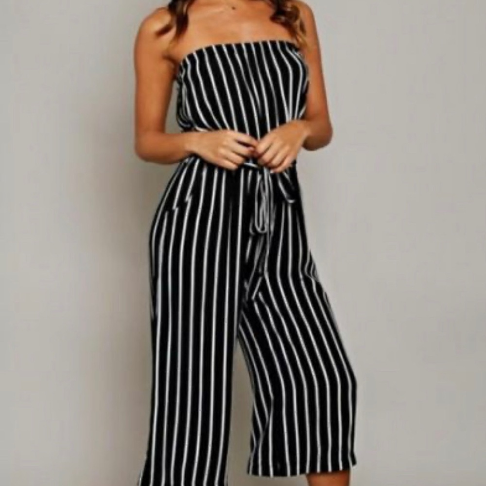Forever 21 stripe jumpsuit